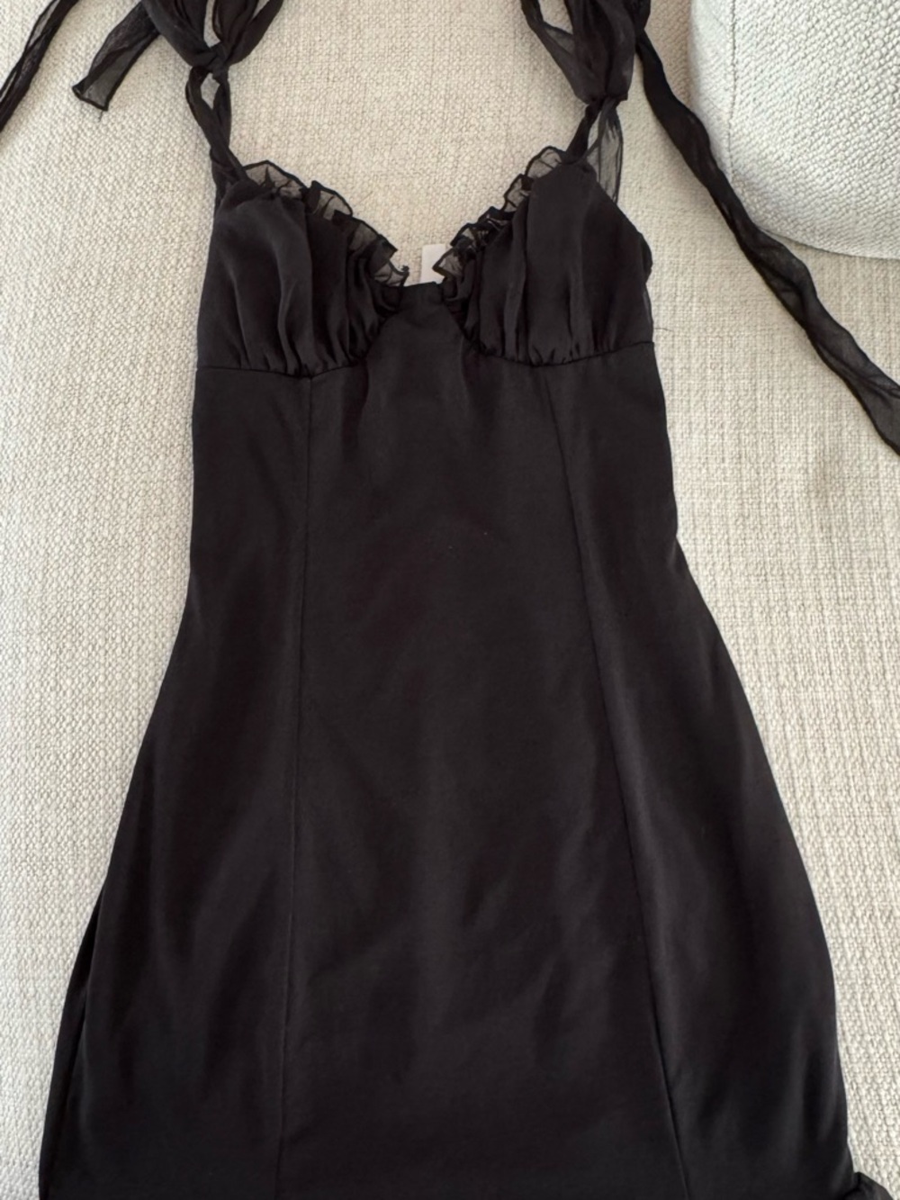 Lucy in the Sky Black Halter Dress with Ruffle Detail